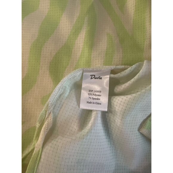 Duvin Mens Lime Green Zebra Print Short Sleeve Button-Up Shirt XL - Picture 7 of 7